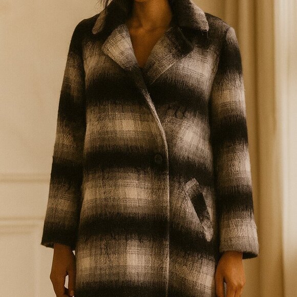 Vintage Jackets & Blazers - Plaid Cocoon Coat Sz S